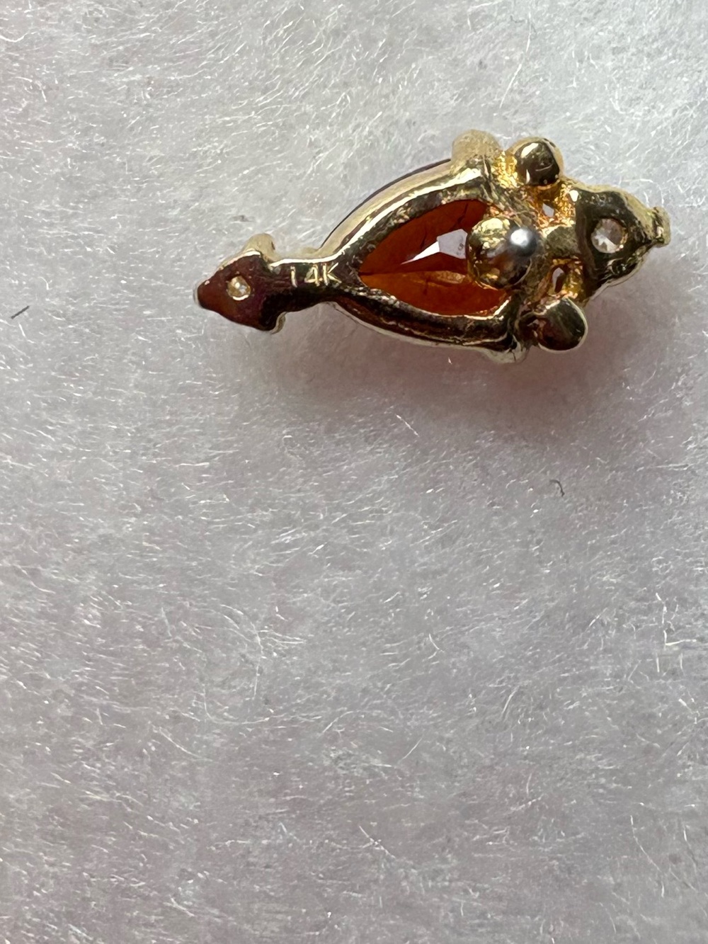 14K Solid Gold Garnet with Moissanite Cartilage Stud - Picture 4 of 4